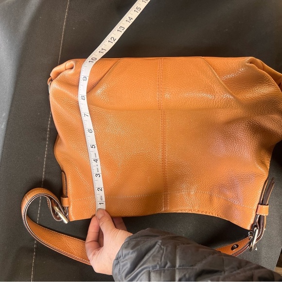 Coach Tan Leather Madison Phoebe Pebbled Orange Purse - Picture 6 of 6